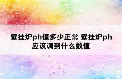 壁挂炉ph值多少正常 壁挂炉ph应该调到什么数值